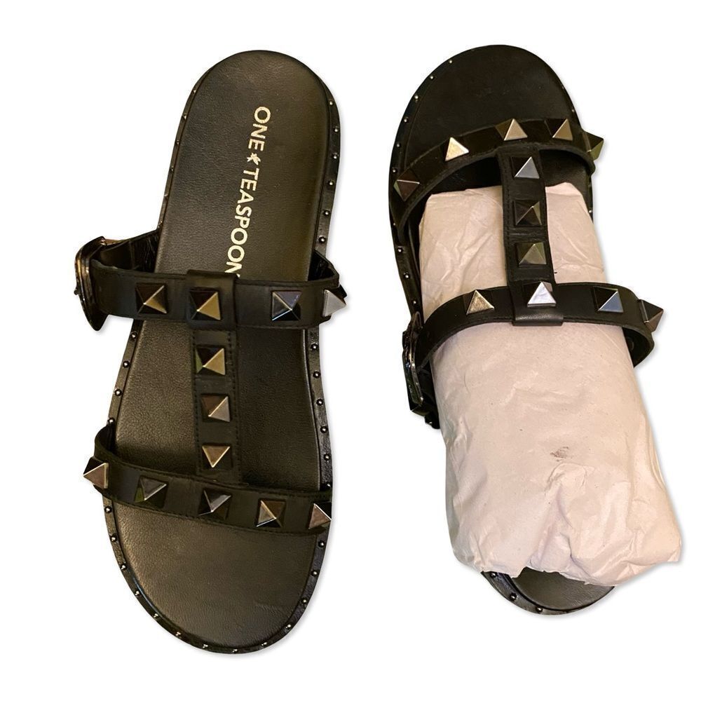 One Teaspoon Elise sandals black studded shoes slides free people NEW 42 11 - Picture 6 of 16